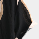 Black Button-Up Short Sleeve Casual Striped Shirt