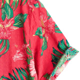 Men's Hawaiian-Style Cotton Short-Sleeve Shirt with Red Flowers