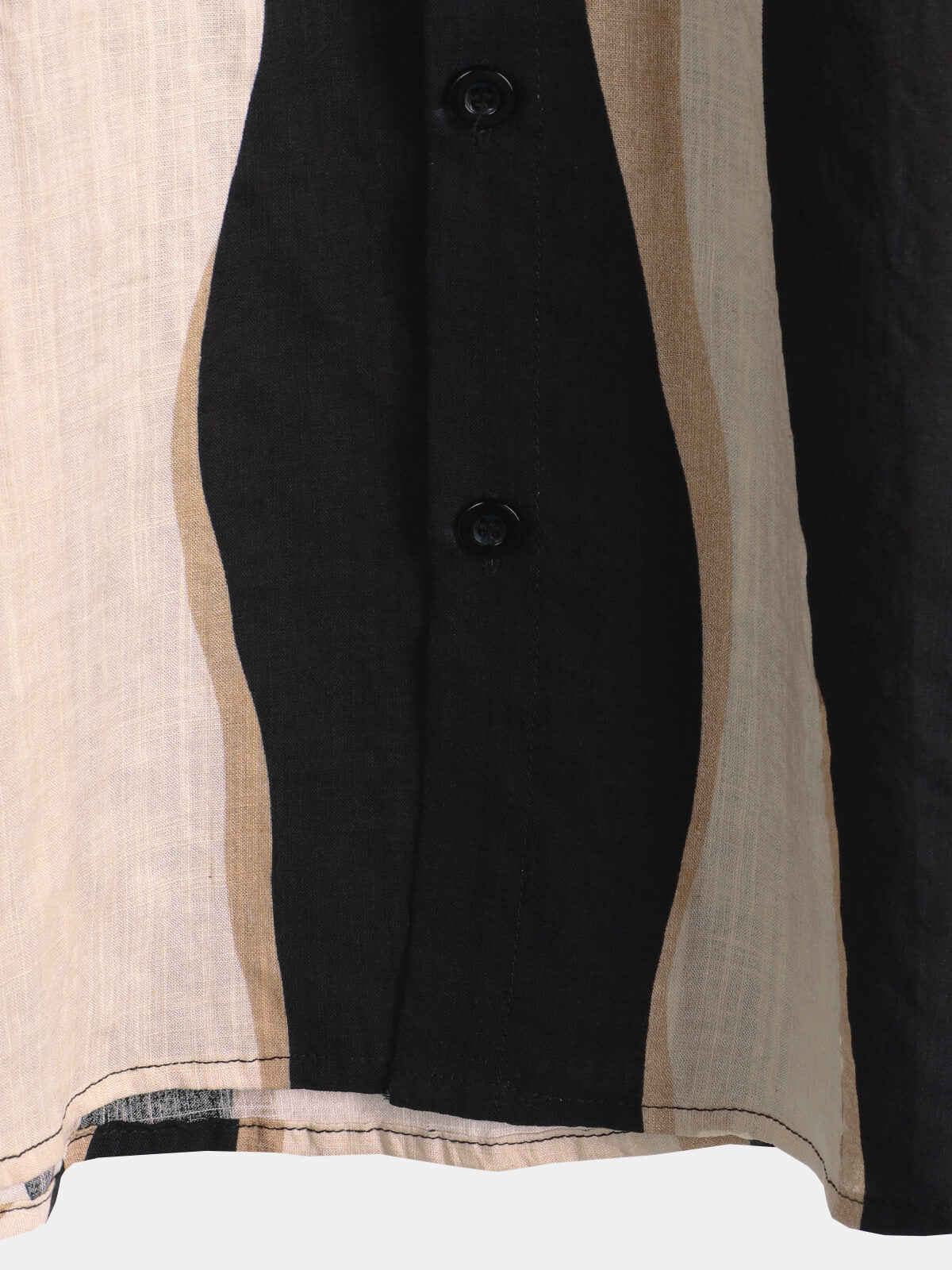 Black Button-Up Short Sleeve Casual Striped Shirt
