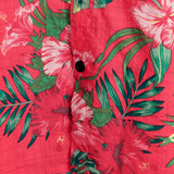 Men's Hawaiian-Style Cotton Short-Sleeve Shirt with Red Flowers