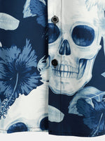 Hawaiian Shirt with Short Sleeves, Skull Pattern for Men
