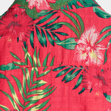 Men's Hawaiian-Style Cotton Short-Sleeve Shirt with Red Flowers