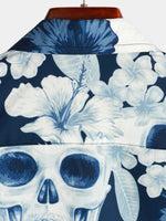 Hawaiian Shirt with Short Sleeves, Skull Pattern for Men