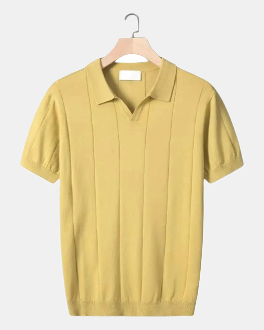 Michal Men's Cotton Polo Shirt, Portofino in Yellow