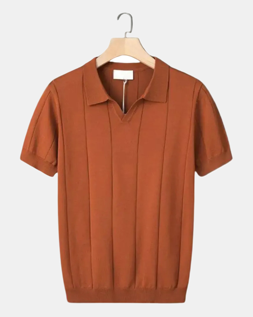 Michal Men's Cotton Polo Shirt, Portofino in Brick