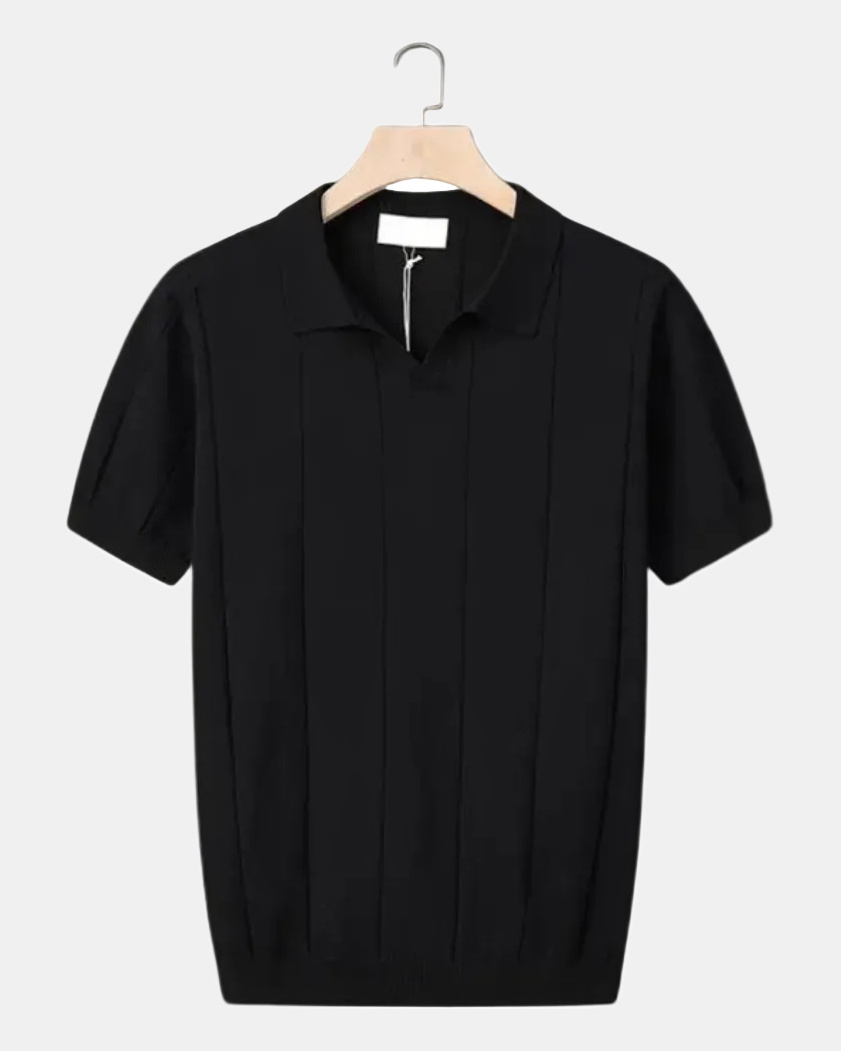 Michal Men's Cotton Polo Shirt, Portofino in Black