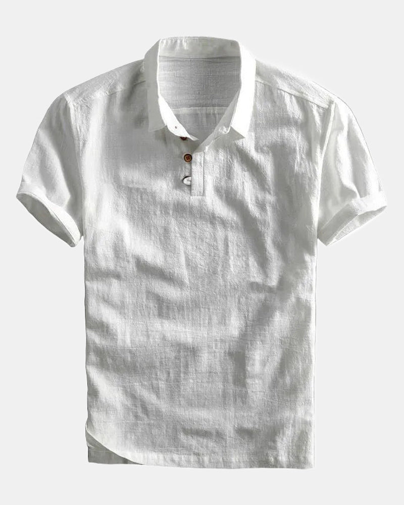 San Men's Linen Polo Shirt, Julian Finish in White