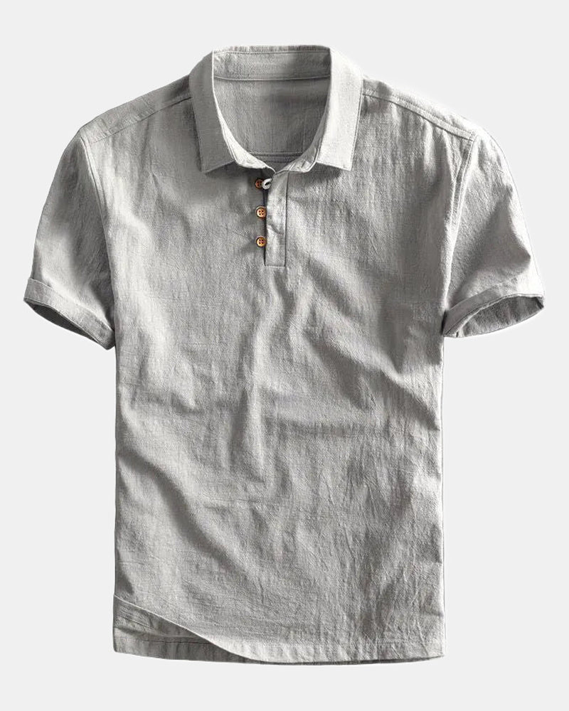 San Men's Linen Polo Shirt, Julian Finish in Gray