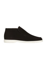 Men's Suede Loafers – Slip-On Chukka Style, Flat Sole – Black