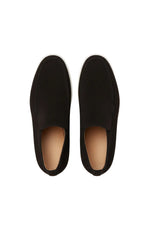 Men's Suede Loafers – Slip-On Chukka Style, Flat Sole – Black