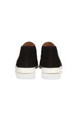 Men's Suede Loafers – Slip-On Chukka Style, Flat Sole – Black