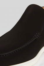 Men's Suede Loafers – Slip-On Chukka Style, Flat Sole – Black