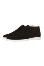 Men's Suede Loafers – Slip-On Chukka Style, Flat Sole – Black