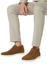 Men's Leather Loafers – Slip-On Chukka Style, Flat Heel – Brown