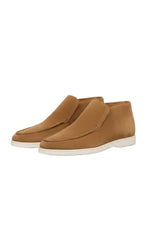 Men's Leather Loafers – Slip-On Chukka Style, Flat Heel – Brown