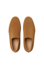 Men's Leather Loafers – Slip-On Chukka Style, Flat Heel – Brown