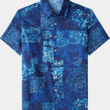 Blue Patchwork Beach Shirt