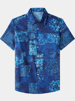 Blue Patchwork Beach Shirt