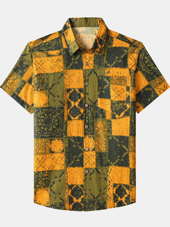 Vintage Geometric Check Shirt