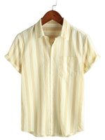 Men's Cotton Shirt with Pocket, Hawaiian Type, for Vacation, with Buttons and Short Sleeve