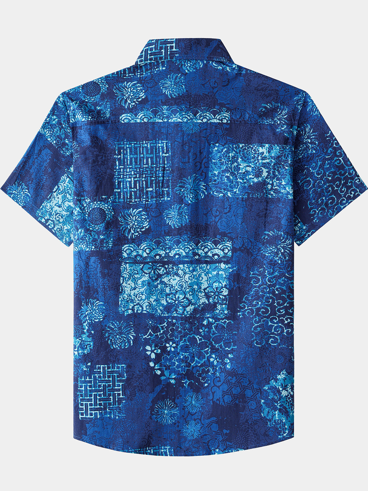 Blue Patchwork Beach Shirt