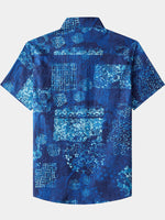 Blue Patchwork Beach Shirt