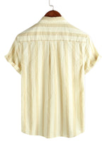 Men's Cotton Shirt with Pocket, Hawaiian Type, for Vacation, with Buttons and Short Sleeve