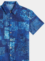 Blue Patchwork Beach Shirt