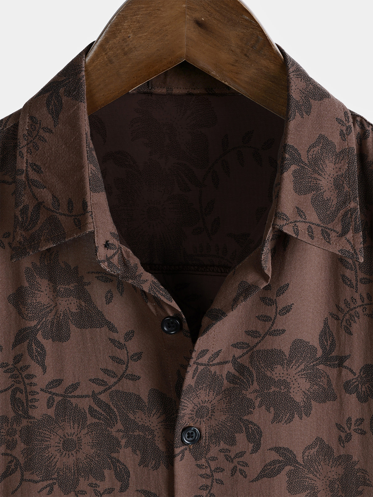 Brown Floral Retro Vacation Short-Sleeve Shirt