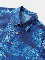 Blue Patchwork Beach Shirt