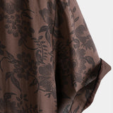 Brown Floral Retro Vacation Short-Sleeve Shirt