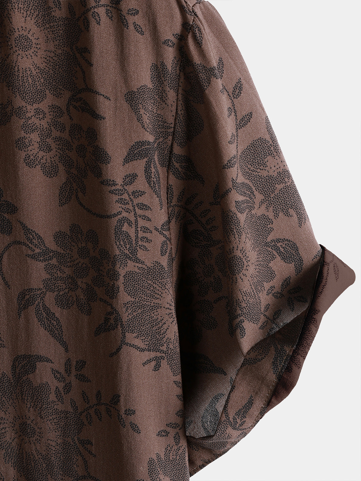 Brown Floral Retro Vacation Short-Sleeve Shirt