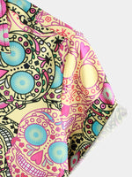 Men's Cotton Short-Sleeve Shirt with Pink Skull