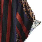 Men's Shirt with Lion Patch Pattern in Vertical Stripes with Short Sleeve for Summer Vacation