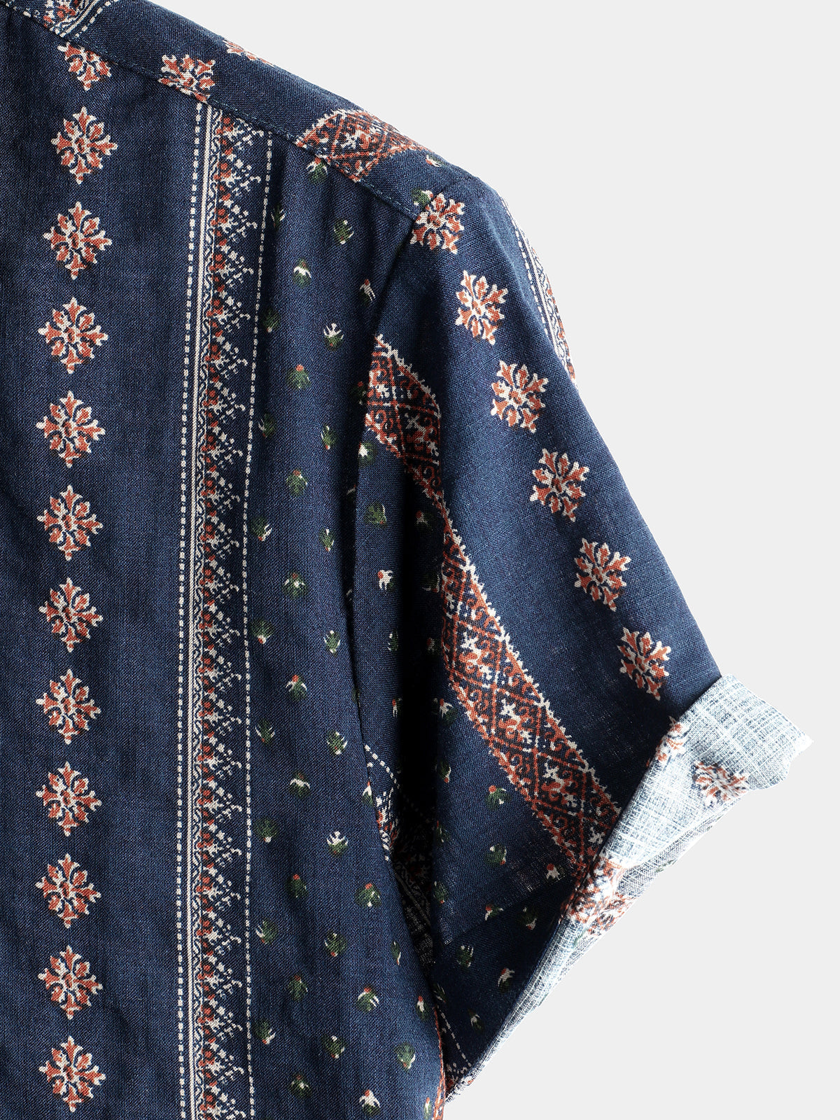 Men's Hawaiian-Style Cotton Short-Sleeve Shirt Navy