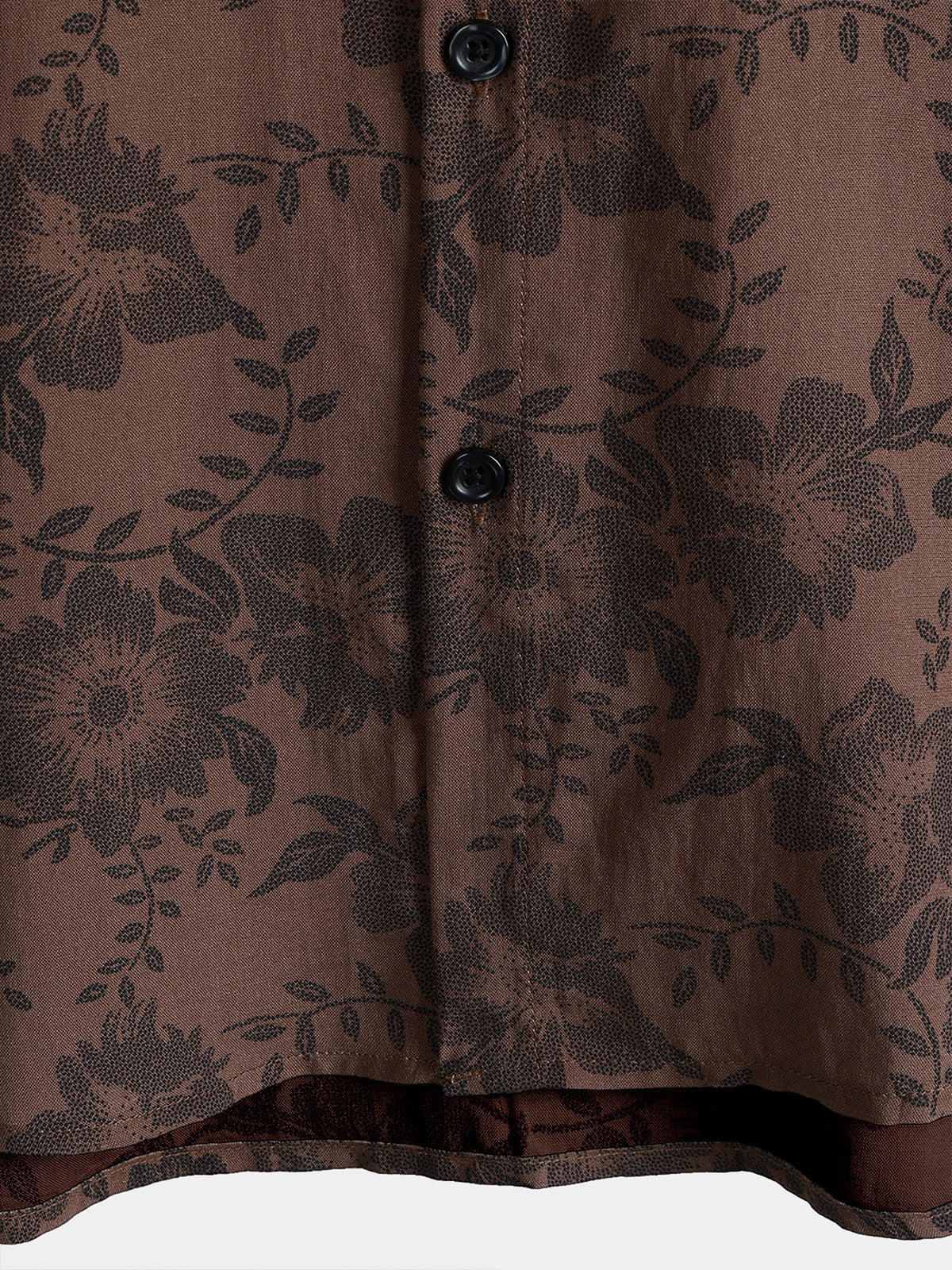 Brown Floral Retro Vacation Short-Sleeve Shirt