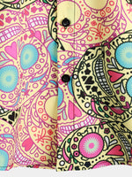 Men's Cotton Short-Sleeve Shirt with Pink Skull