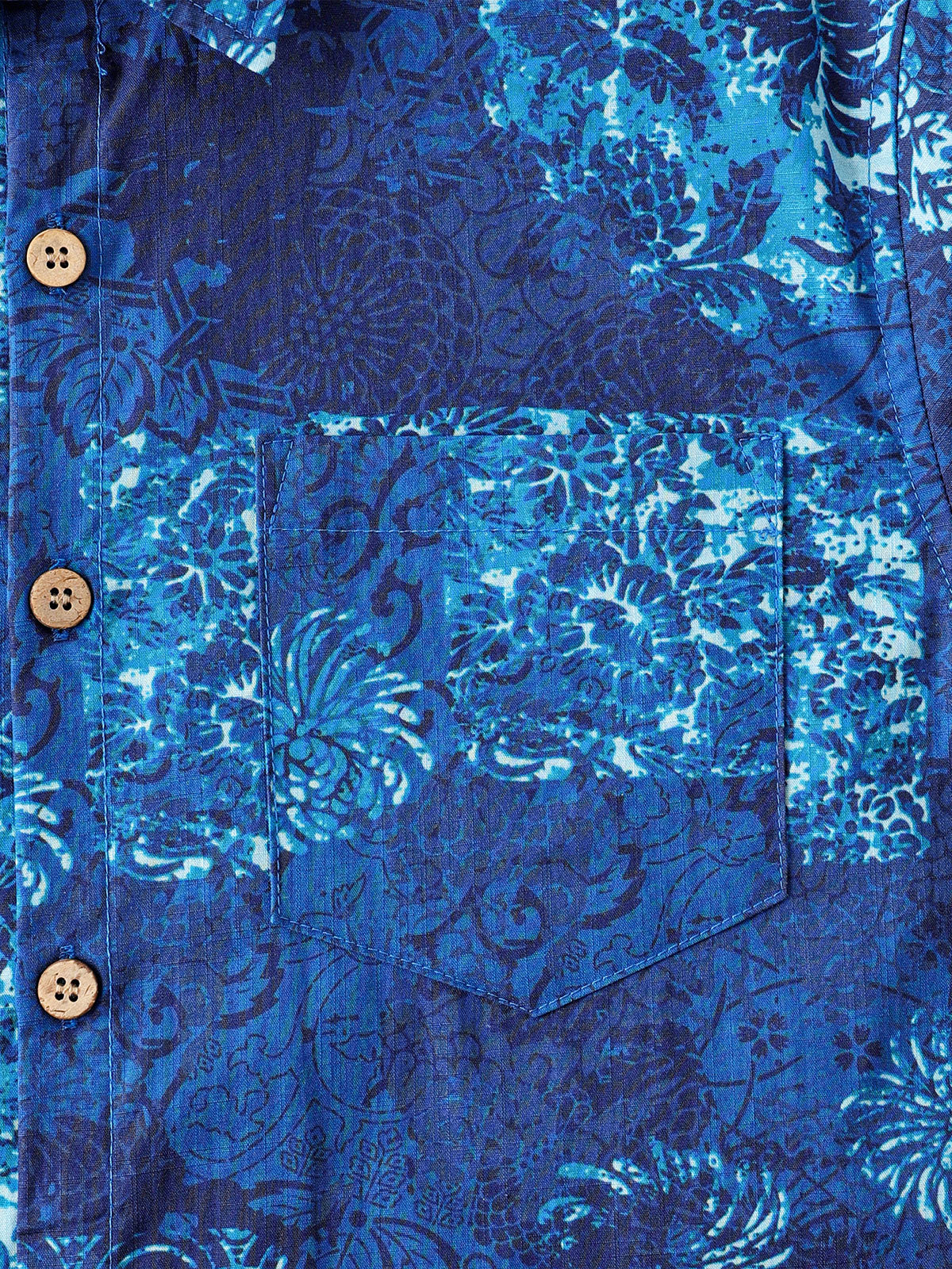 Blue Patchwork Beach Shirt