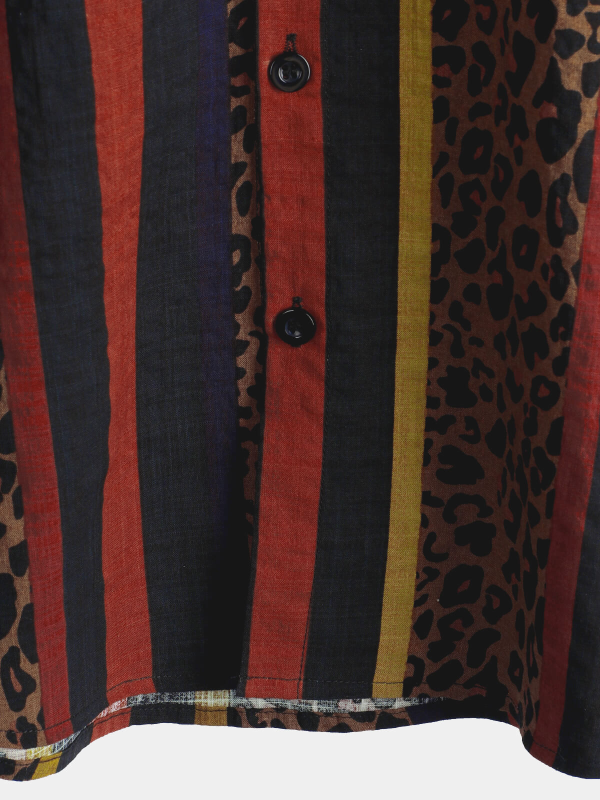 Button-Up Short Sleeve Shirt with Vintage Leopard Vertical Stripes