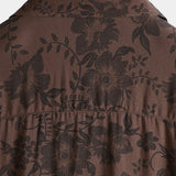 Brown Floral Retro Vacation Short-Sleeve Shirt