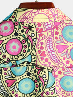 Men's Cotton Short-Sleeve Shirt with Pink Skull