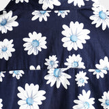 Men's Hawaiian-Style Cotton Short-Sleeve Shirt in Navy with Daisies