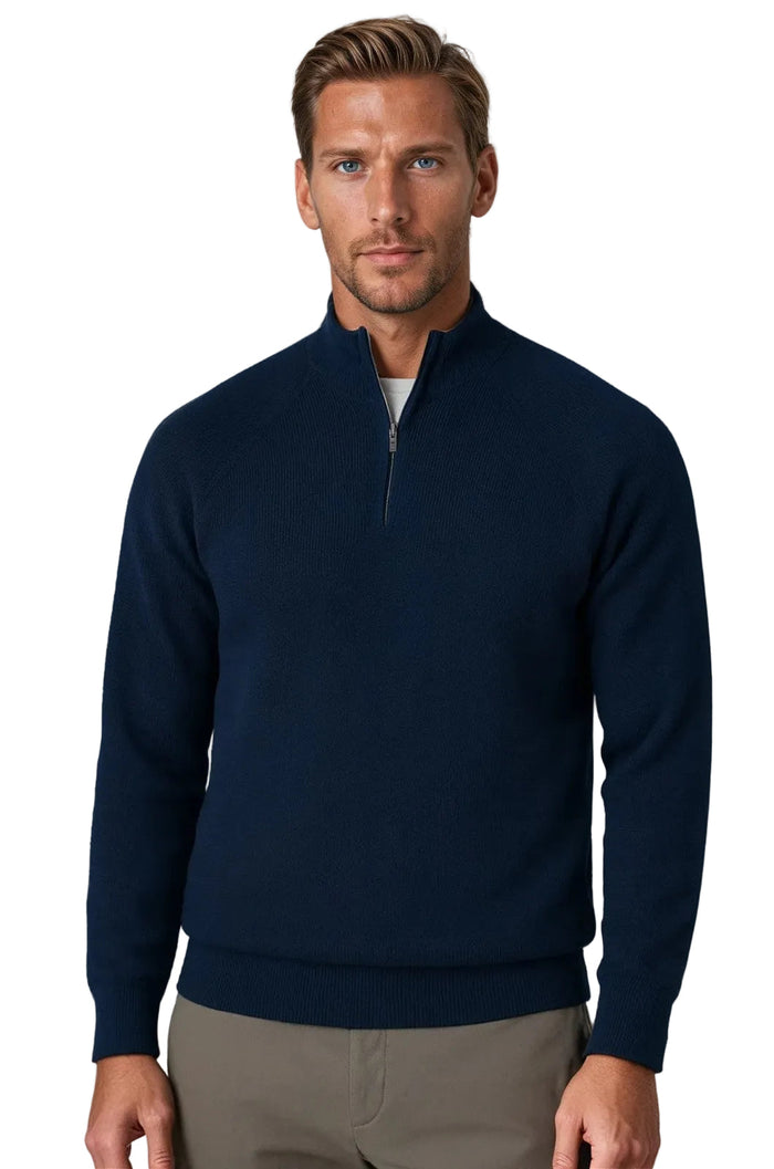 Men's Half-Zip Sweater with Collar – Royal Blue