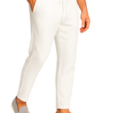 Men's Pants with Drawstring - White