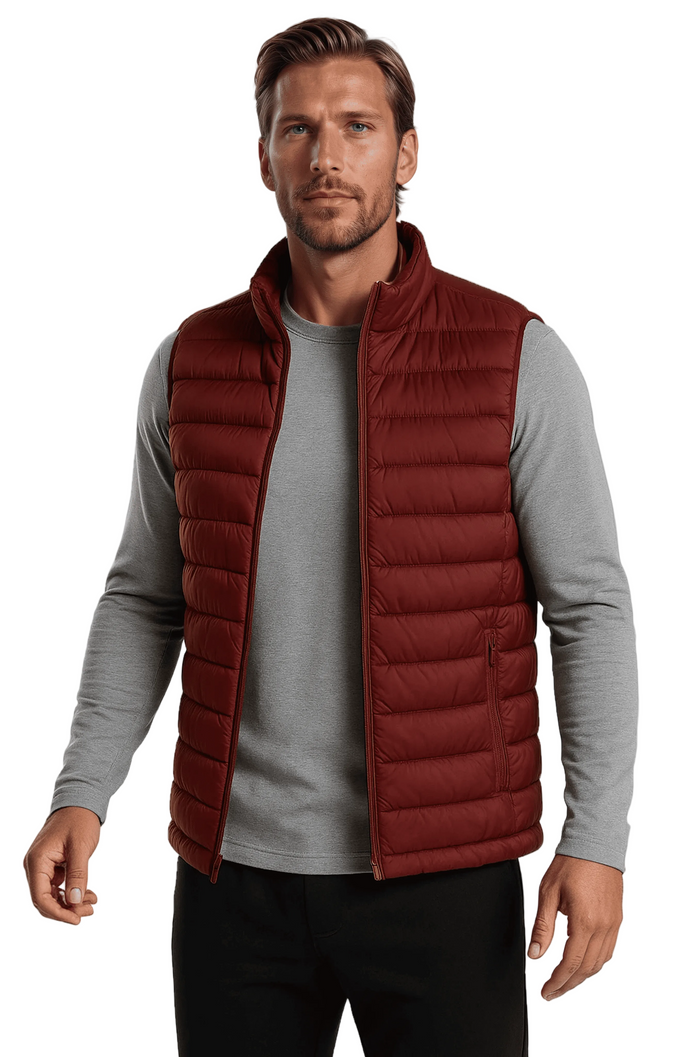 Premium Men's Brick-Colored Down Vest