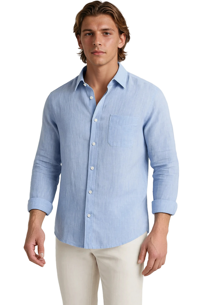 Monaco Linen Shirt – Light Blue