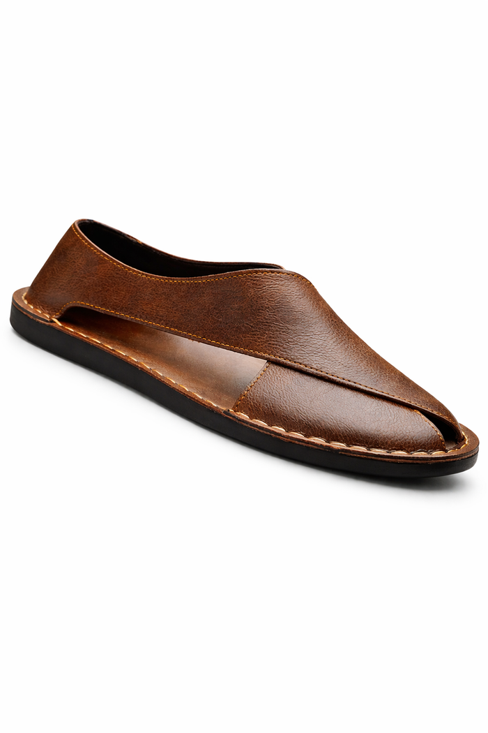 Men's Leather Sandals, Brown and Black