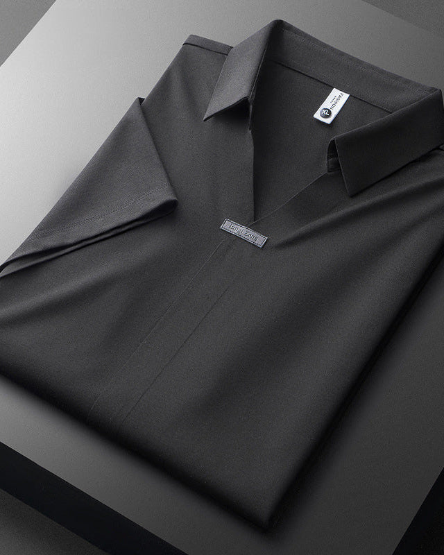 Men's Polo Shirt, White and Brown in Black