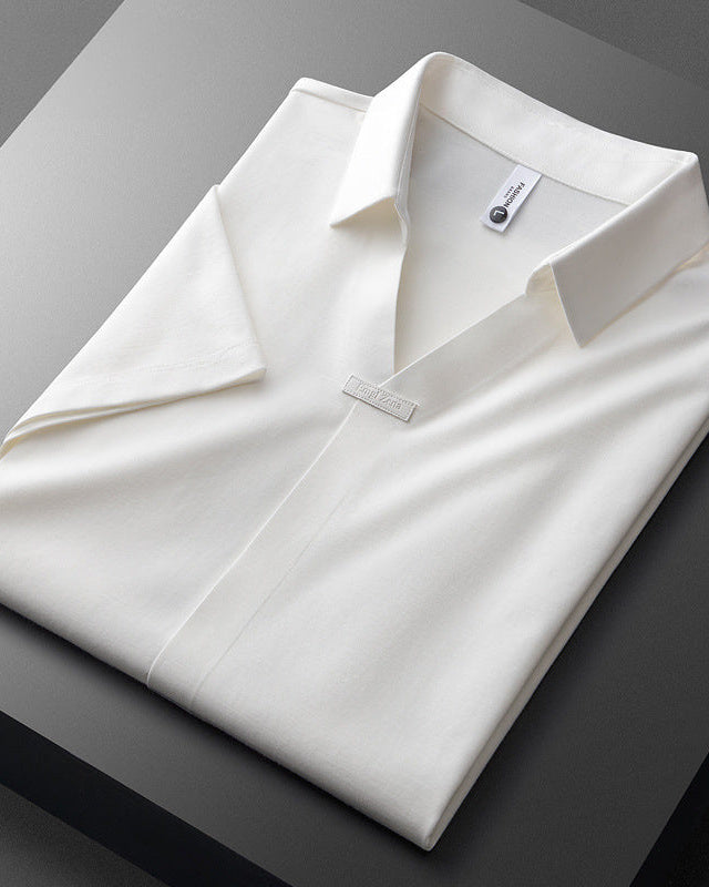 Men's Polo Shirt, White and Brown in White