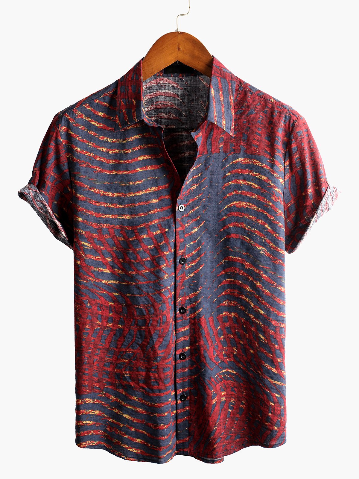 Striped Print Short-Sleeve Shirt